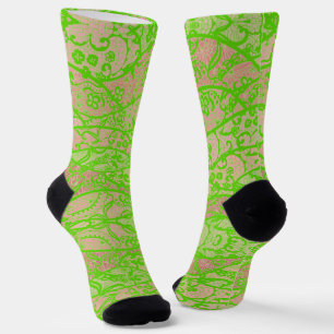 Faux Neon Green Lace Fishnet Socks
