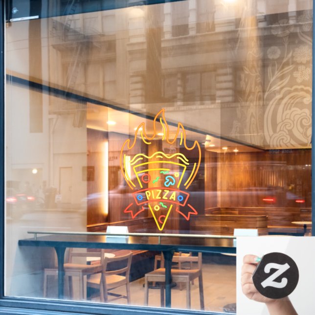 Faux Neon Hot Pizza Flames Restaurant (Cafe Window)