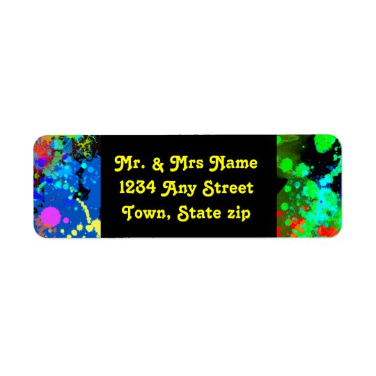 Faux, Neon Paint Splatter, Custom Return Address Label