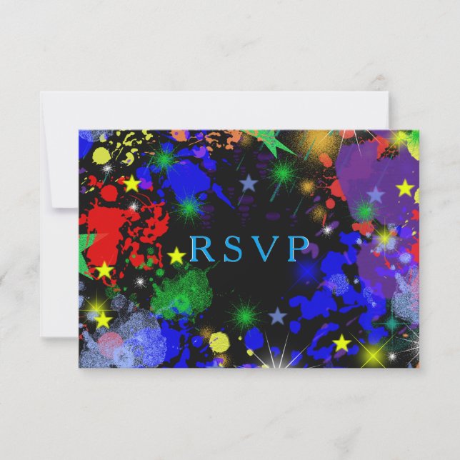 Faux Neon, Paint Splatter, Custom, RSVP (Front)
