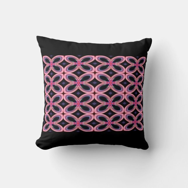 Faux Neon Pink Flower Power 2 Cushion (Front)