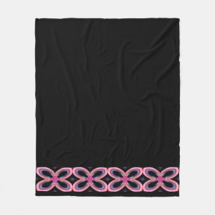 Faux Neon Pink Flower Power Lined Fleece Blanket