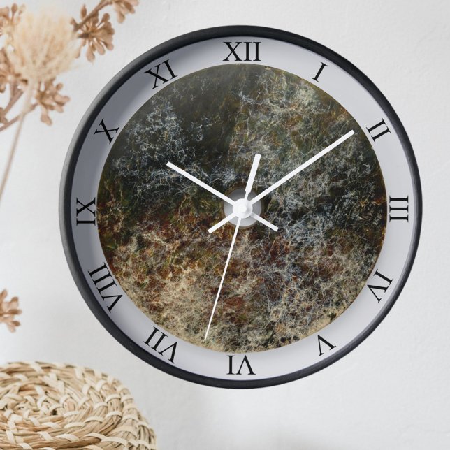 Faux Nephrite Jade Grey Black Beige Clock (Creator Uploaded)