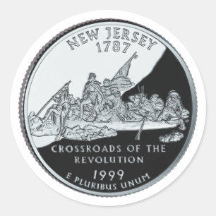Faux New Jersey State Quarter Classic Round Sticker