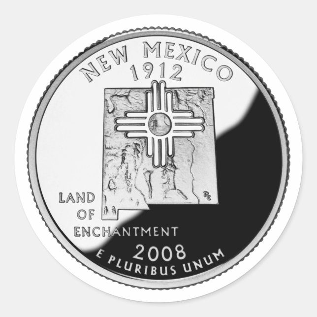 Faux New Mexico State Quarter Classic Round Sticker (Front)