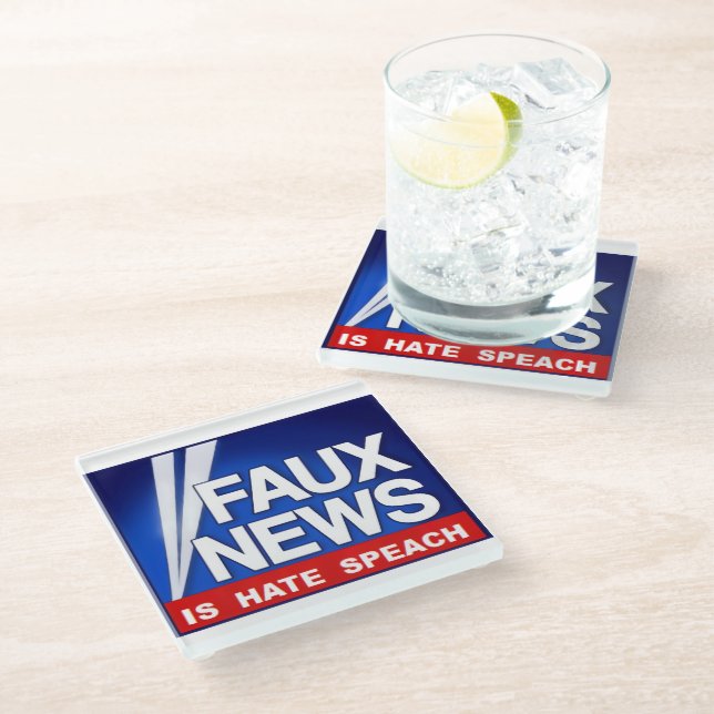 Faux News Glass Coaster (Angled)