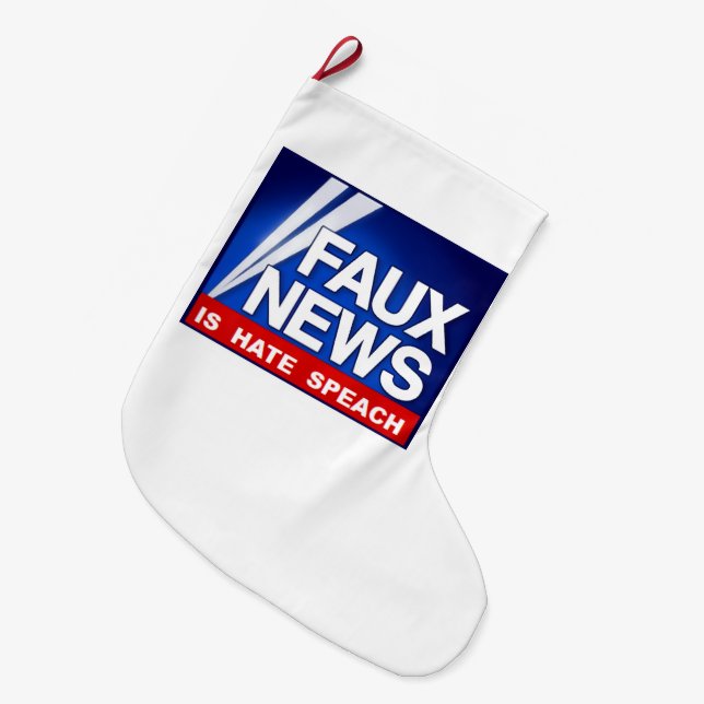 Faux News Large Christmas Stocking (Front (Hanging))