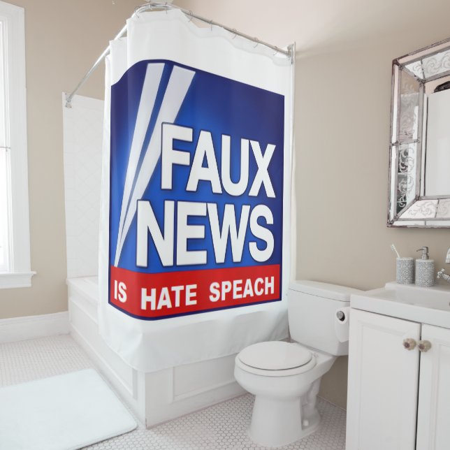 Faux News Shower Curtain (In Situ)