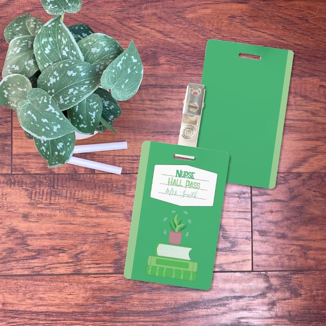 Faux Notebook Nurse Green Hall Pass Badge ID Badge (Faux notebook green nurse hall pass badge .)
