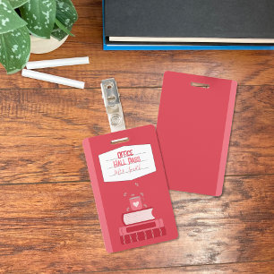 Faux Notebook Red Office Hall Pass Badge ID Badge