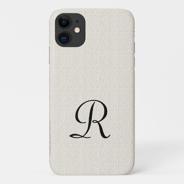 Faux Off White Burlap Custom Rustic Monogram Case-Mate iPhone Case (Back)