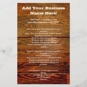 Faux Oiled Wood Plank Personalised Custom Flyer