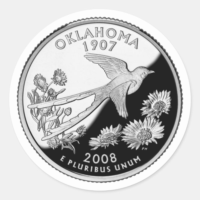Faux Oklahoma State Quarter Classic Round Sticker (Front)