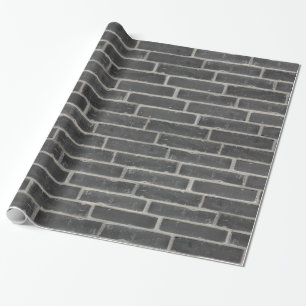 Faux Old Black Brick Wall Wrapping Paper