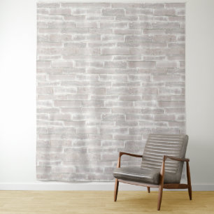 Faux Old White Brick Wall Tapestry