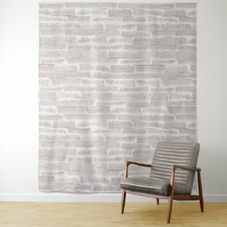 Faux Old White Brick Wall Tapestry