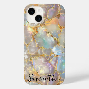 Faux Opal Gemstone Mineral Gold Stone Modern Case-Mate iPhone 14 Case