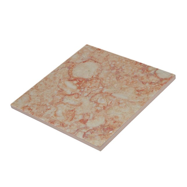 Faux Orange Ivory White Marble Stone Ceramic Tile (Side)