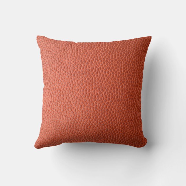 Faux Orange Leather Throw Pillow (Back)