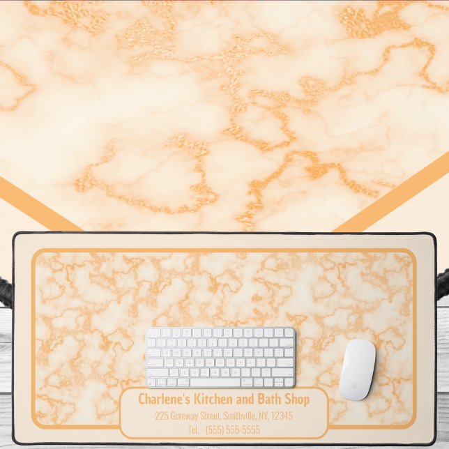 Faux Orange Marble Desk Mat (Faux Orange Marble Desk Mat by Office Accessories Shop)