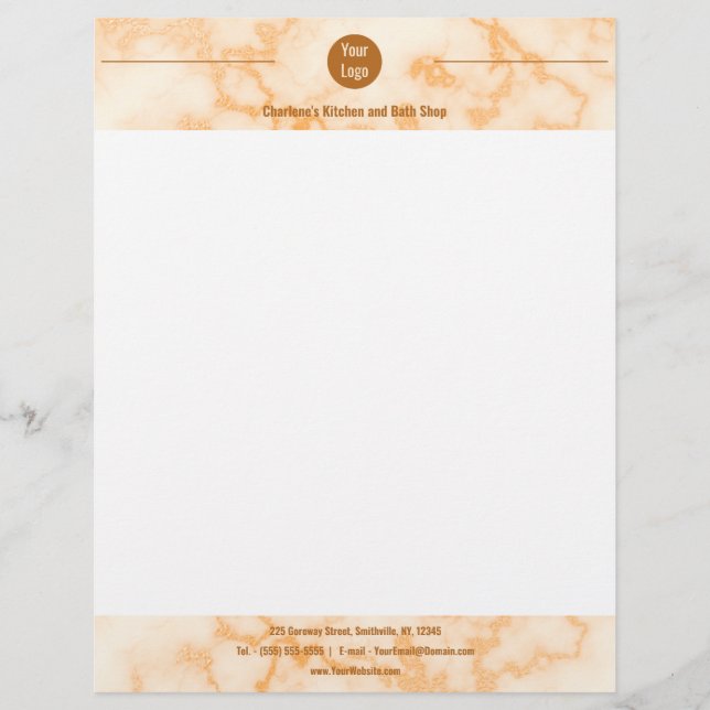 Faux Orange Marble Letterhead (Front)