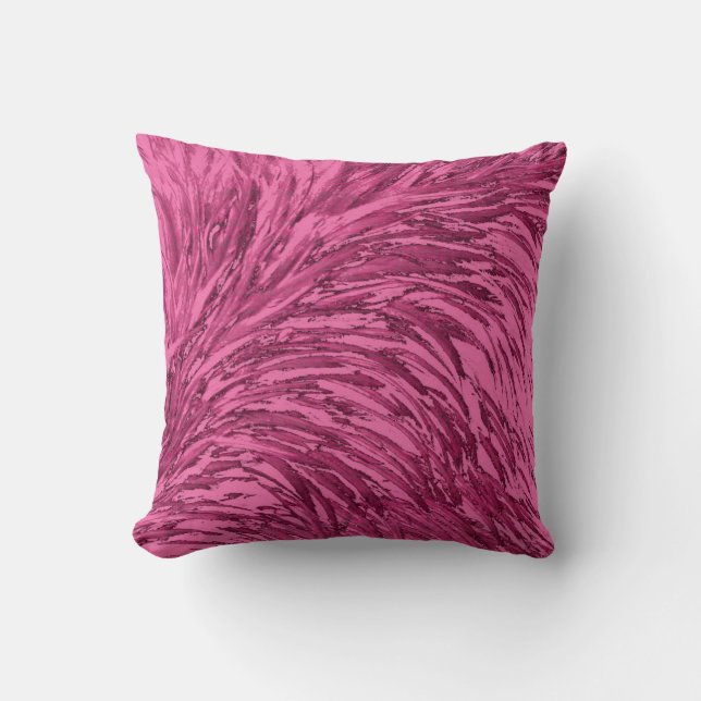 Faux Ostrich Feather Design-Pink Cushion (Front)