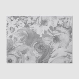 Faux Painted Floral Black & White Tissue Paper