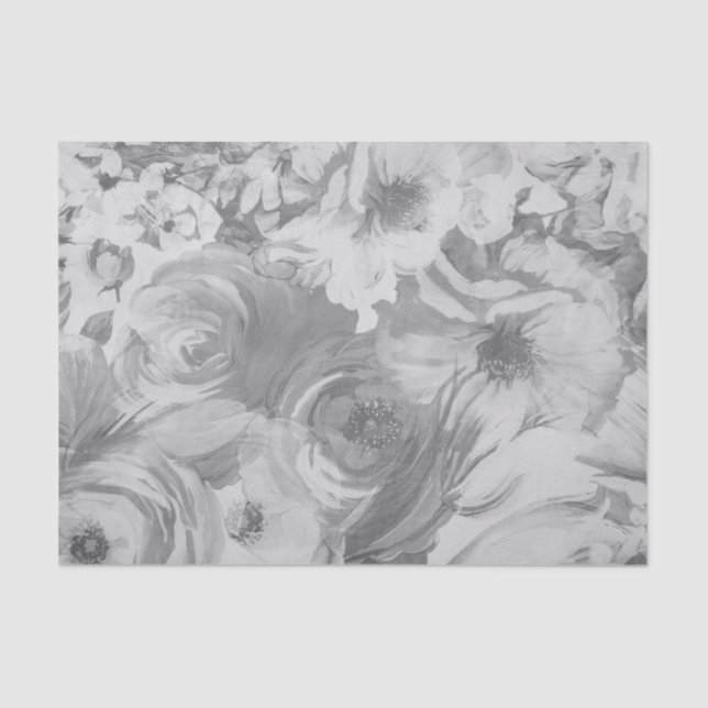 Faux Painted Floral | Black & White Tissue Paper (Front)
