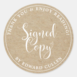 Faux Paper Heart Handwriting Signed Copy Classic Round Sticker