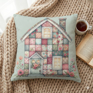 Faux Patchwork Cottagecore Floral House Cushion
