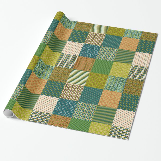 Faux Patchwork, Earth Colours: Wrapping Paper (Unrolled)