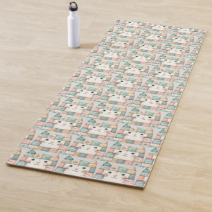 Faux Patchwork Pastel Kitty Cottage Yoga Mat