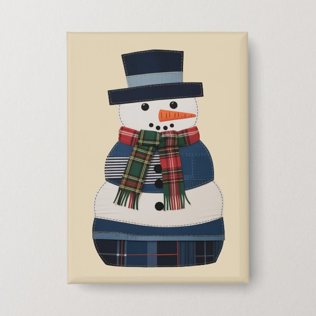 Faux Patchwork Snowman Holiday Xmas (Front)