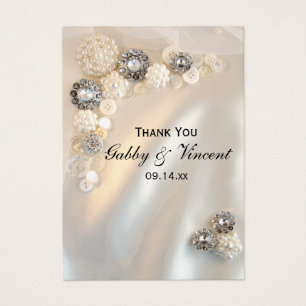 Faux Pearl and Diamond Buttons Wedding Favour Tags