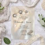 Faux Pearl Diamond Buttons Post Wedding Brunch Invitation<br><div class="desc">Invite guests to your breakfast or luncheon with the pretty Faux White Pearl and Diamond Buttons Post Wedding Brunch Invitation the morning after the marriage. This elegant custom button themed After Wedding Brunch Invite features a photograph of various vintage looking pearl and diamond buttons with a white satin background. Perfect...</div>