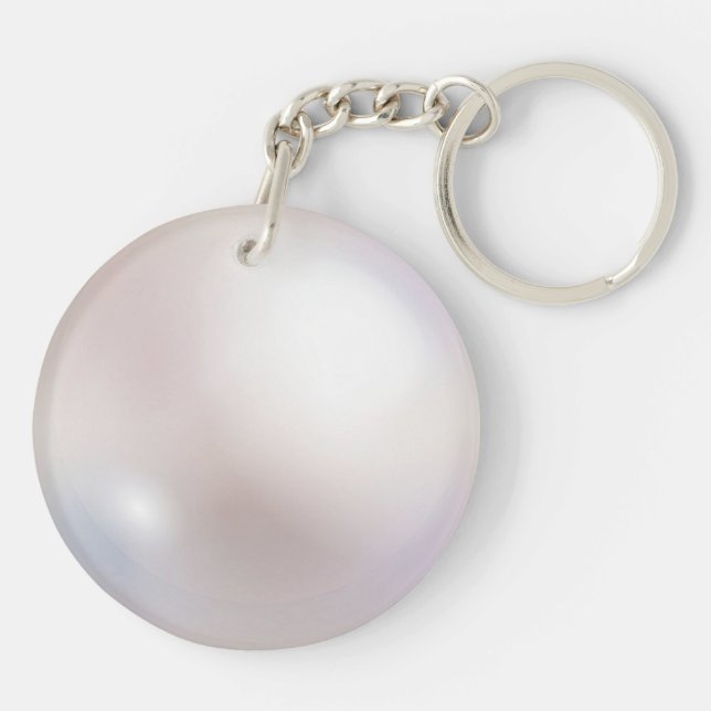 Faux Pearl Printed Round Acrylic Keychain (Back)