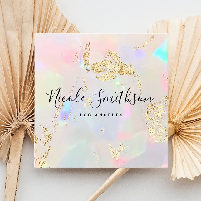 faux pearlescence and FAUX gold foil details Square Business Card (Creator Uploaded)