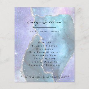 faux pearlescent blue beauty salon flyer