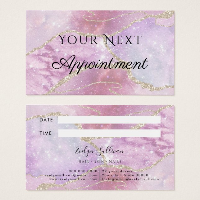 Faux Pearlescent Effect Appointment Card (Front & Back)