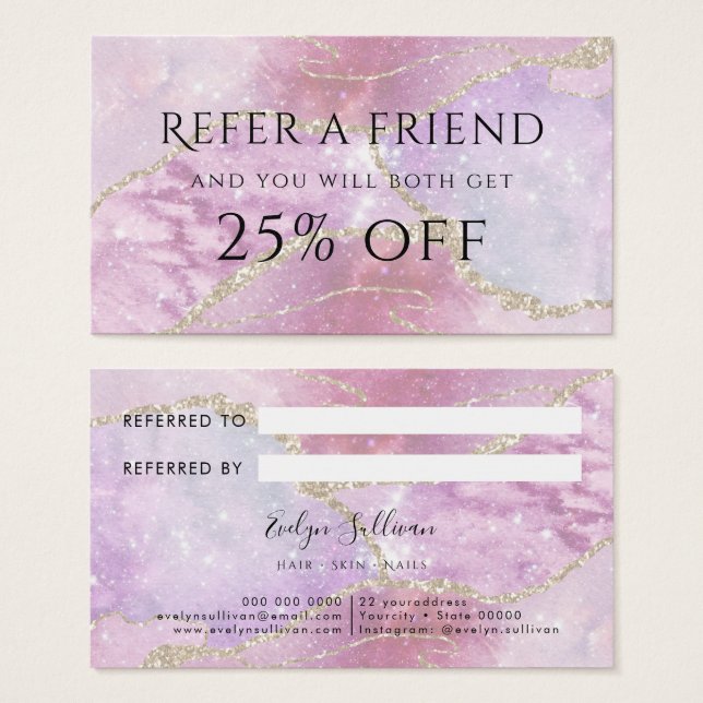 faux pearlescent effect referral card (Front & Back)