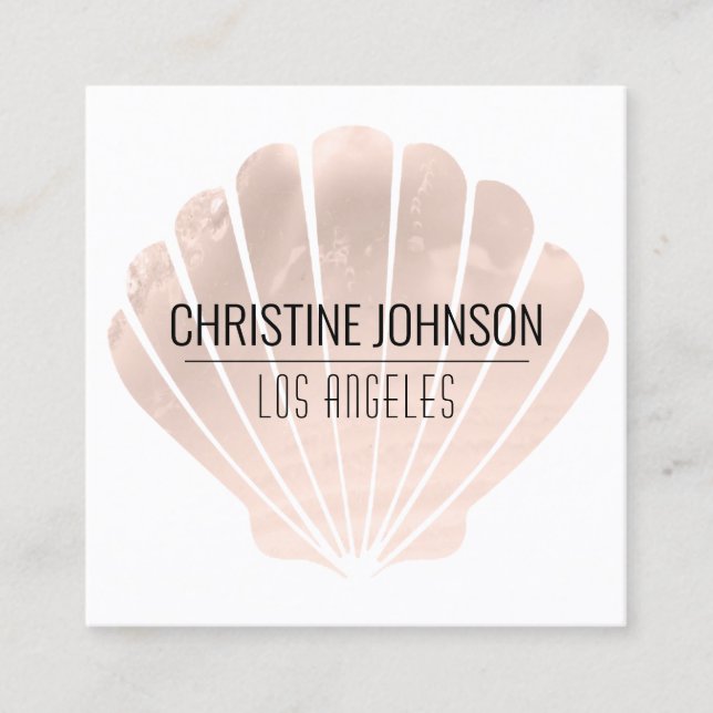 faux pearlescent seashell square business card (Front)