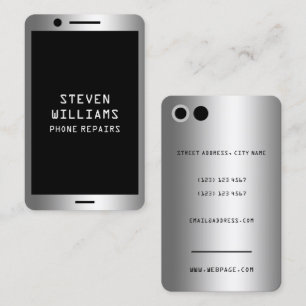 Faux phone looks metallic  business card