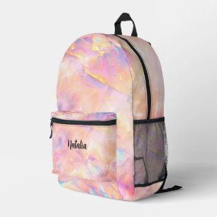 Faux Pink Fire Opal Texture Girls Printed Backpack
