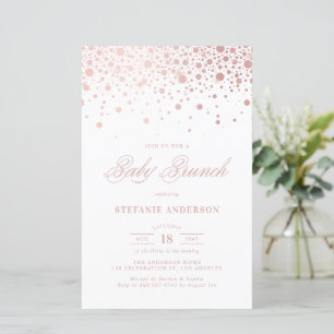 Faux Pink Foil Confetti Baby Brunch Invitation
