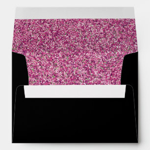Faux Pink Glitter and Black Envelope