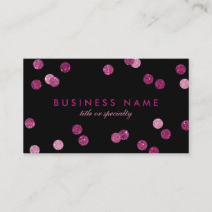 Faux Pink Glitter Confetti Black Business Card