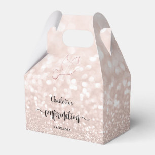 faux pink glitter Confirmation Favor Box
