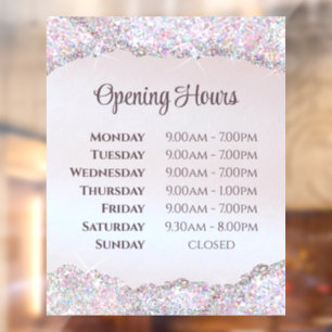 Faux Pink Glitter Foil Opening Hours