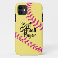 Faux Pink Glitter Softball Stitches