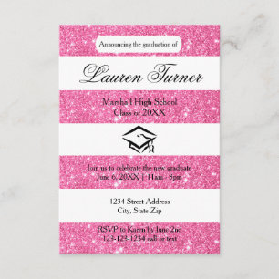 Faux Pink Glitter Stripe-3x5 Grad Announcement